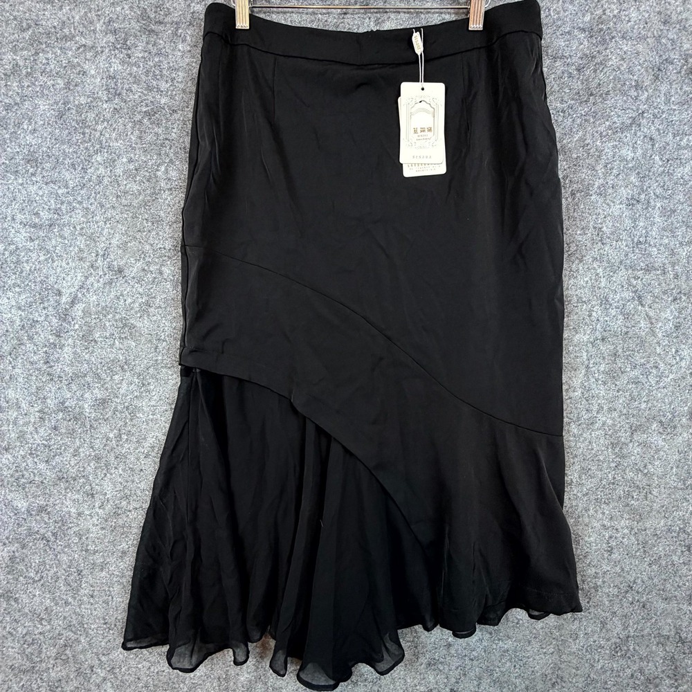 Sesana Skirt Womens 2XL‎ Black Goth Glam Dark Fairy Asymmetric Ruffle Hem